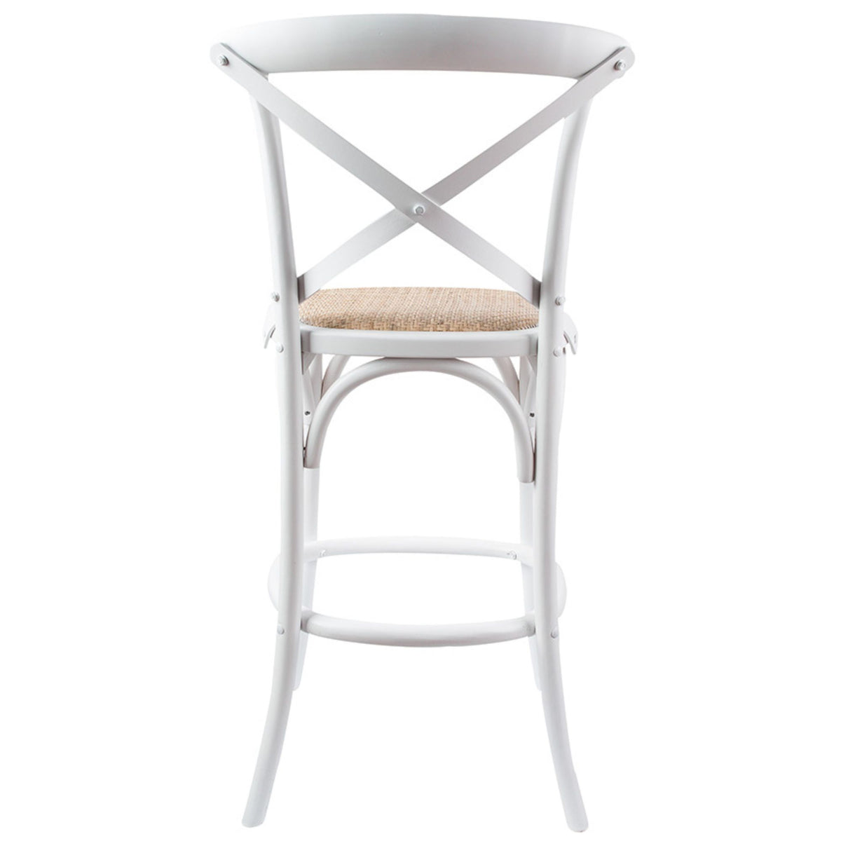 Crossback Rattan Bar Stool – White