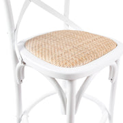 Crossback Rattan Bar Stool – White