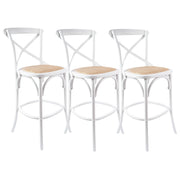Crossback Rattan Bar Stool – White