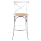 Aster 3pc Crossback Bar Stools Dining Chair Solid Birch Timber Rattan Seat White