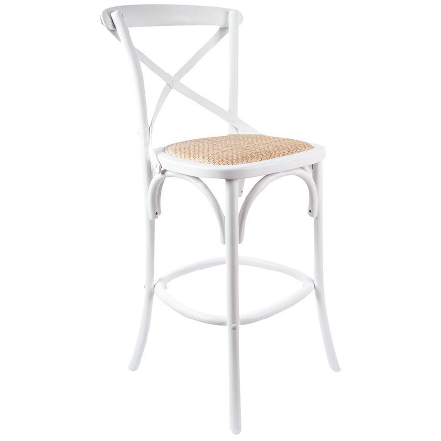 Single Rattan Bar Stool – White