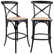 Crossback Rattan Bar Stool – Black