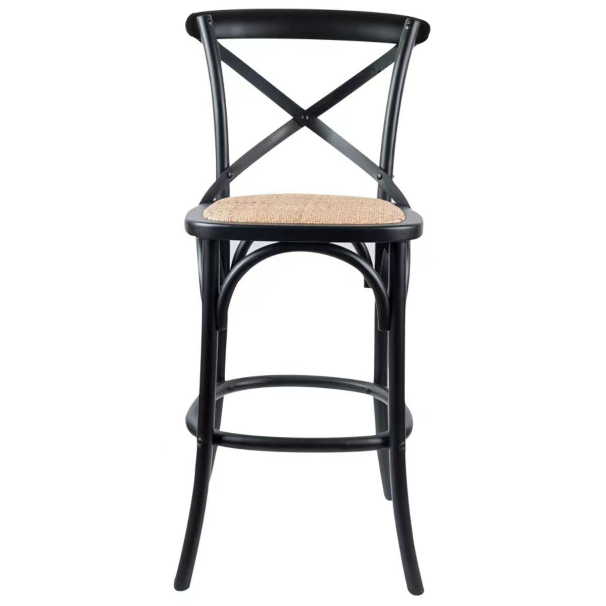 Crossback Rattan Bar Stool – Black