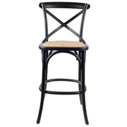 Crossback Rattan Bar Stool – Black