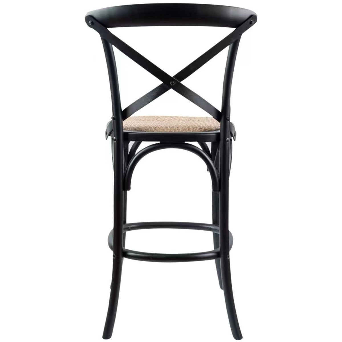 Crossback Rattan Bar Stool – Black