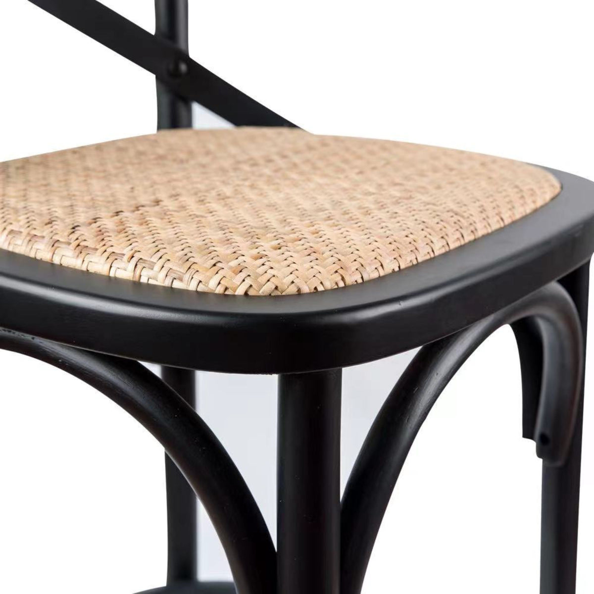 Crossback Rattan Bar Stool – Black