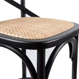 Aster 4pc Crossback Bar Stools Dining Chair Solid Birch Timber Rattan Seat Black