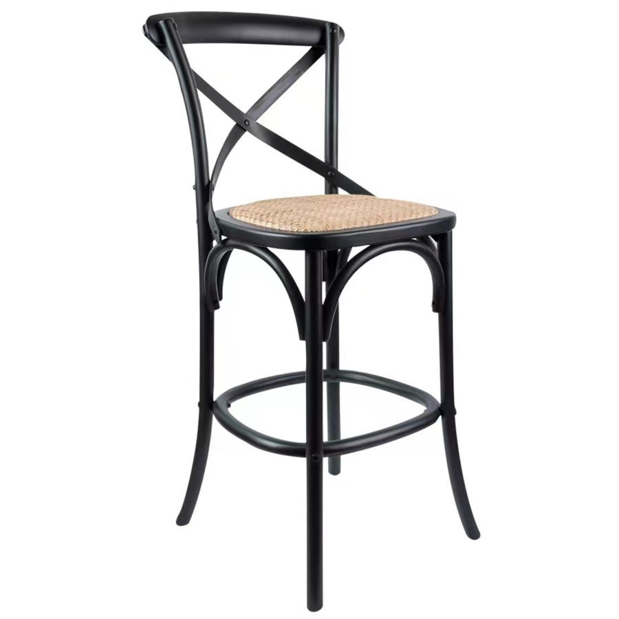 Single Rattan Bar Stool – Black