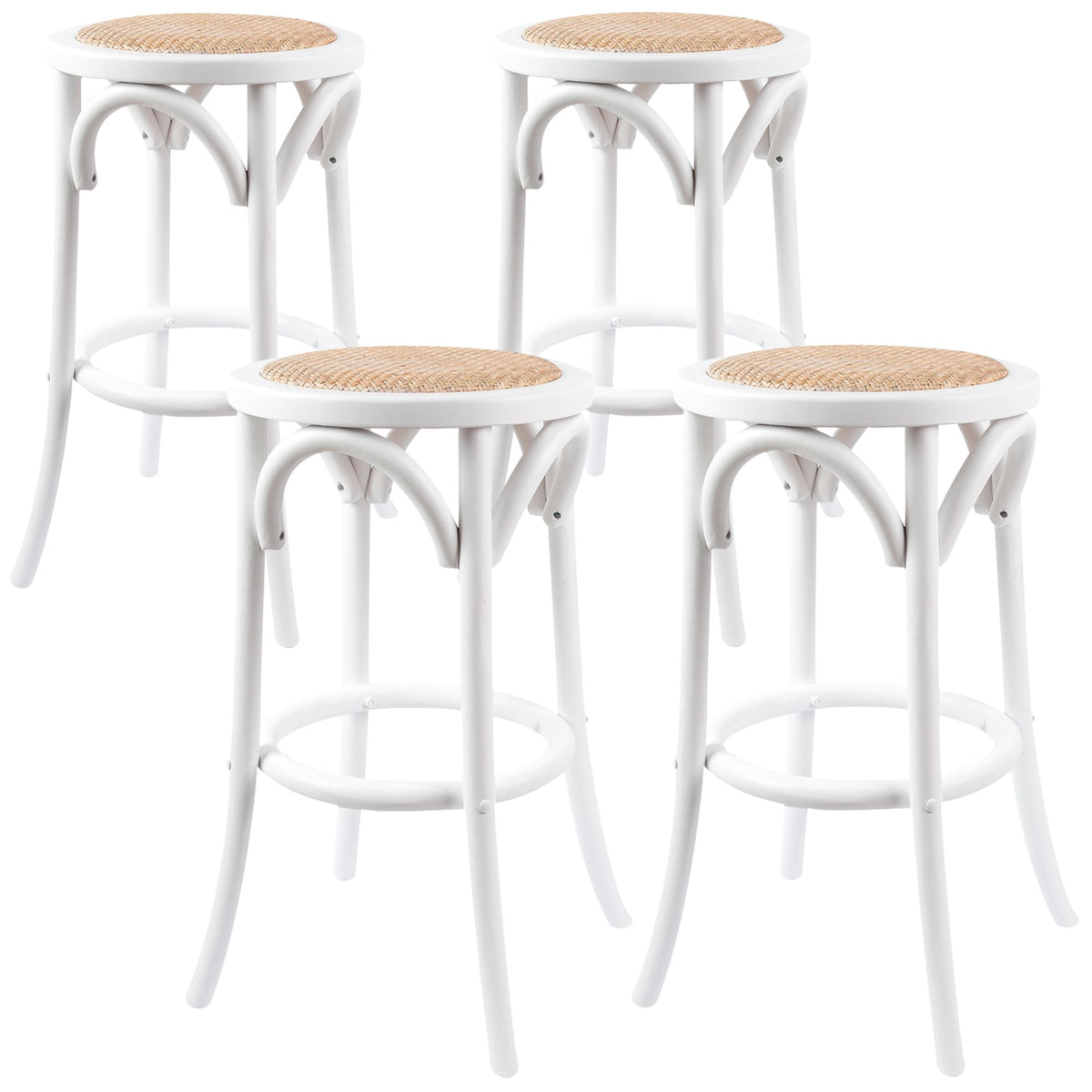 Emery Rattan Bar Stool – White