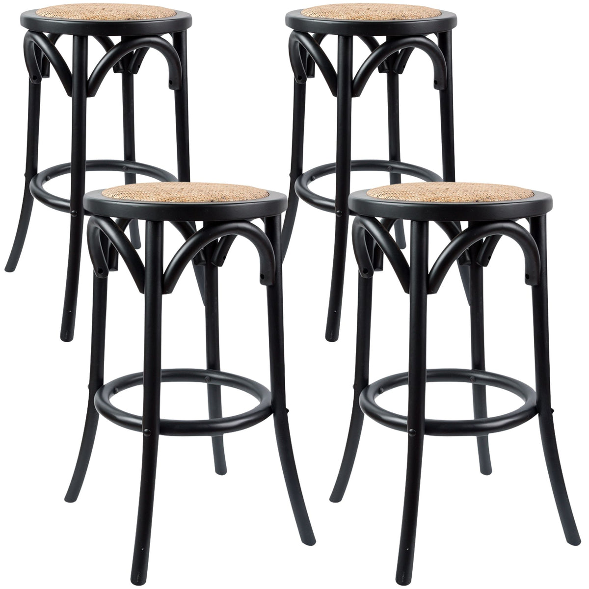Stylish Rattan Bar Stool – Black