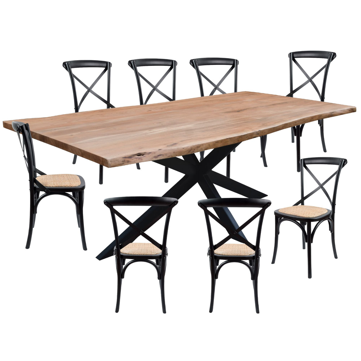 Lantana Rattan Dining Set – Black