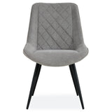 Helenium Dining Chair Set of 6 Fabric Seat with Metal Frame - Granite