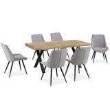 Helenium Dining Chair Set of 8 Fabric Seat with Metal Frame - Granite