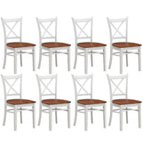 Lupin Dining Chair Set of 8 Crossback Solid Rubber Wood Furniture - White Oak