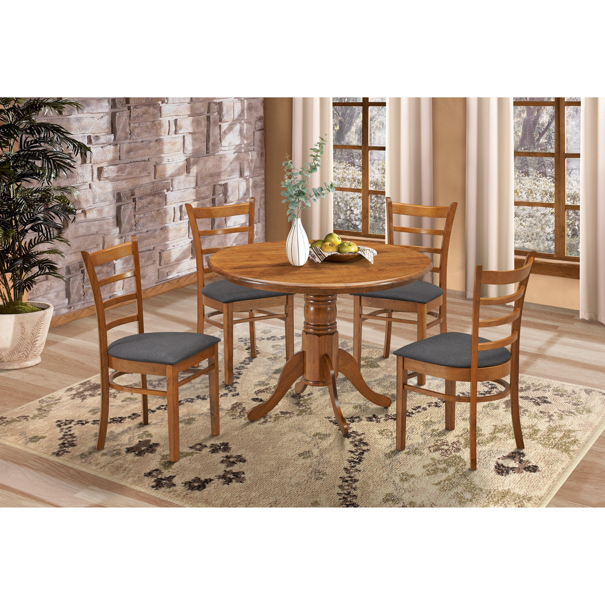 Linaria Fabric Dining Chair Set of 2 – Walnut