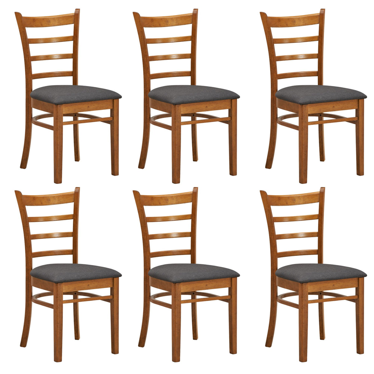 Linaria Fabric Dining Chair Set of 6 – Walnut