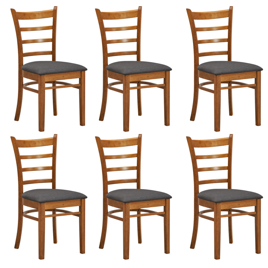 Linaria Fabric Dining Chair Set of 6 – Walnut