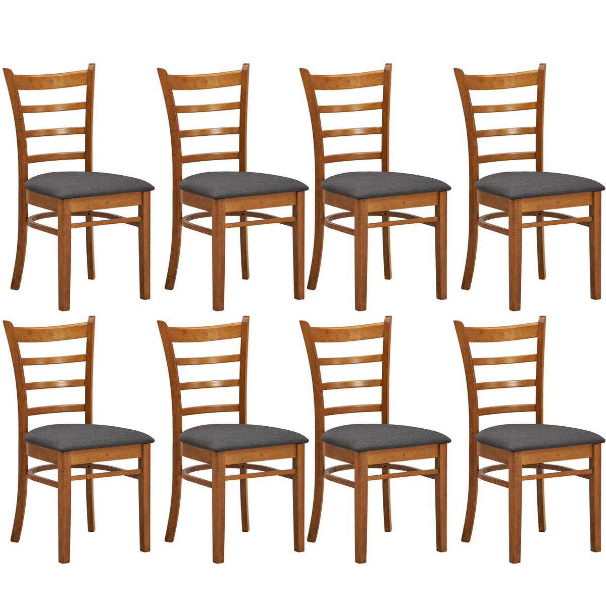 Linaria Fabric Dining Chair Set of 8 – Walnut