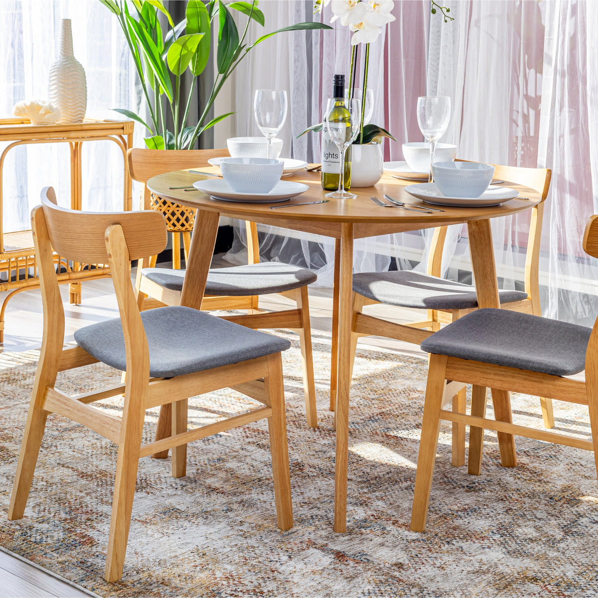 Oscar Fabric Dining Set – Dark Grey