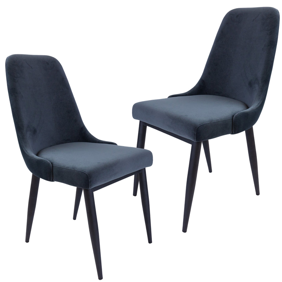 Eva Velvet Dining Chair Set of 2 – Charcoal