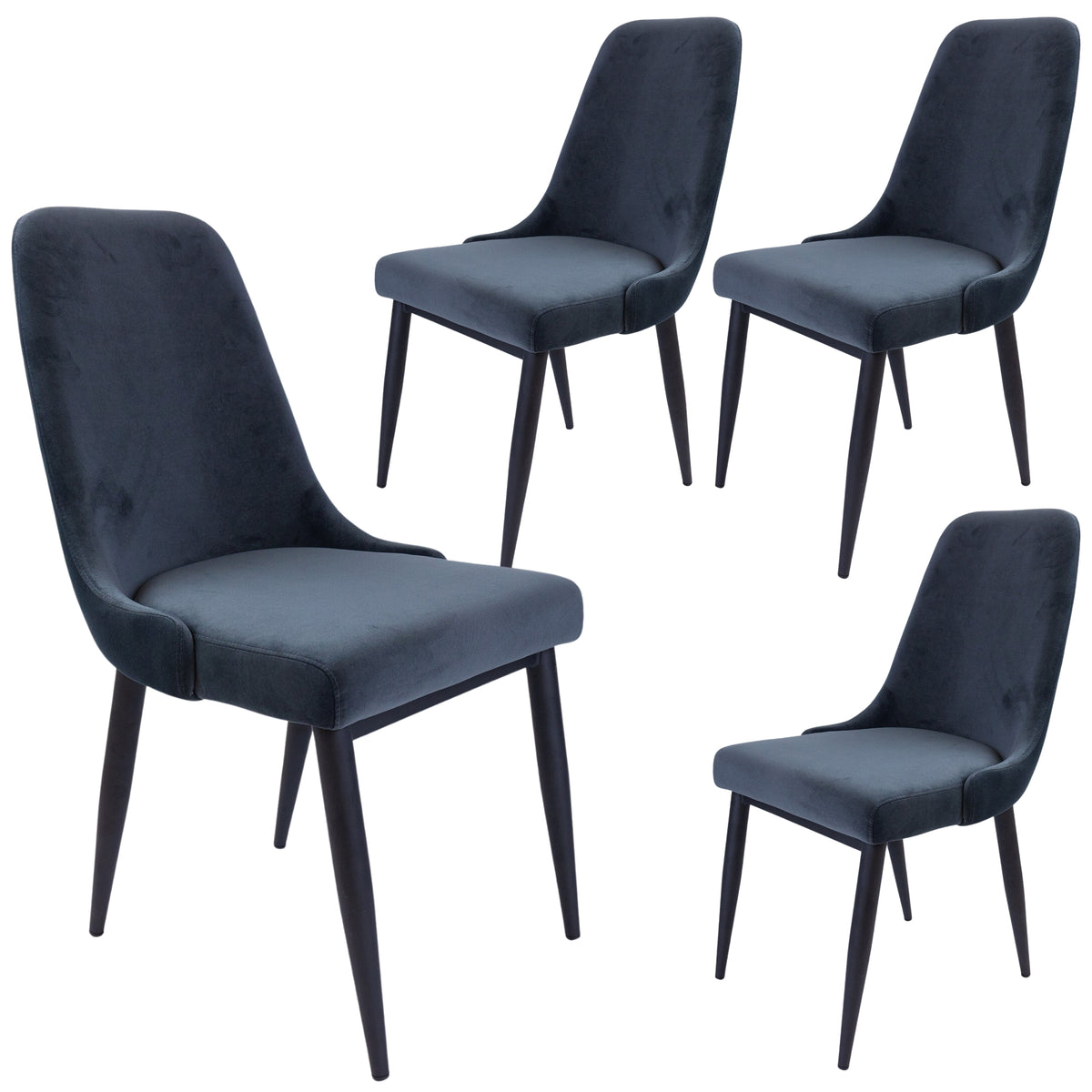 Eva Velvet Dining Chair Set of 4 – Charcoal