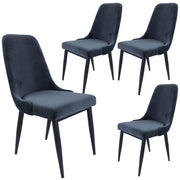 Eva Velvet Dining Chair Set of 4 – Charcoal