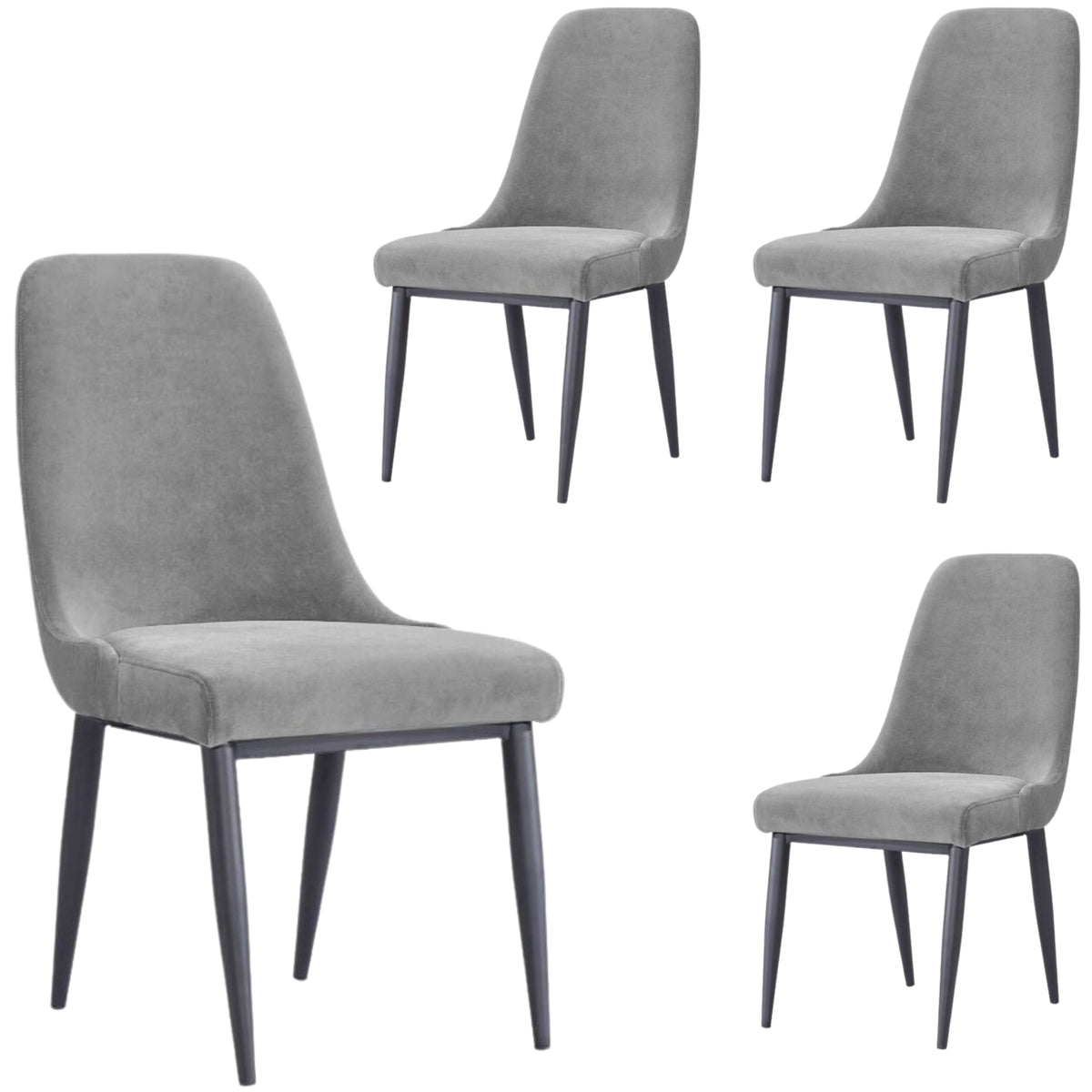 Eva Velvet Dining Chair Set of 4 – Grey