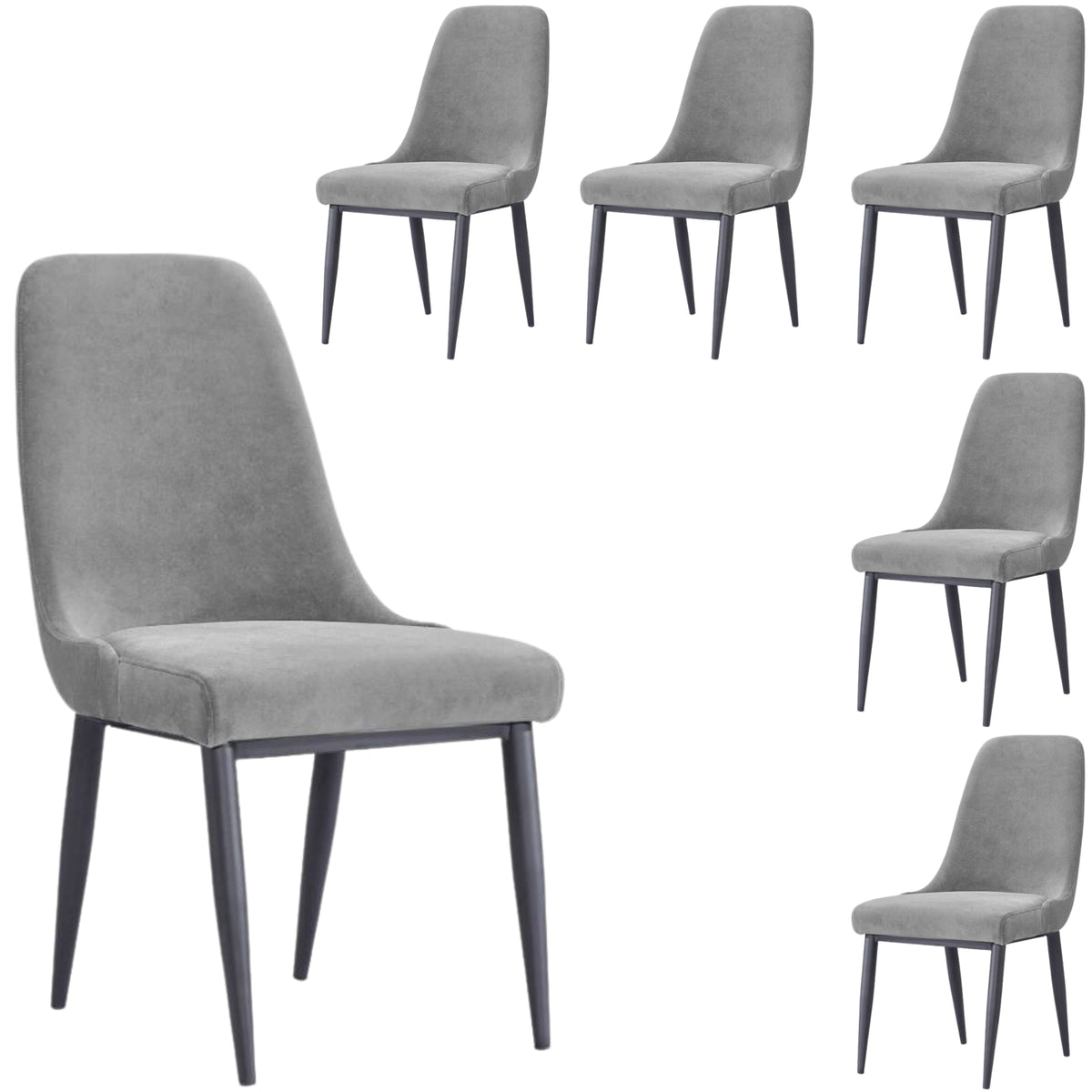 Eva Velvet Dining Chair Set of 6 – Grey