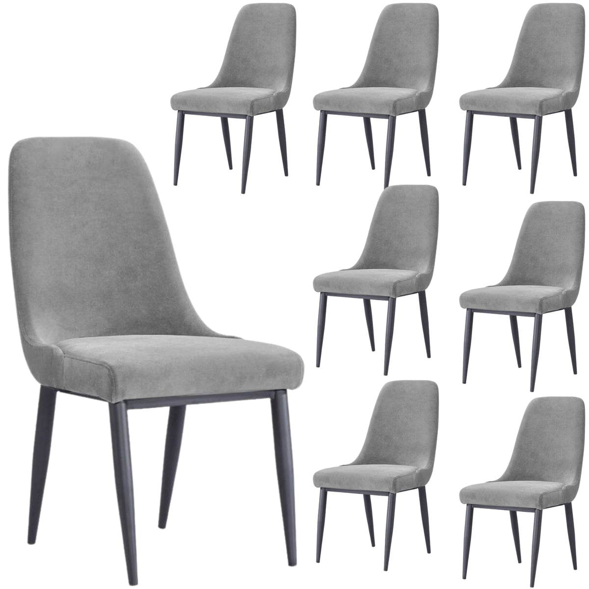 Eva Velvet Dining Chair Set of 8 – Grey