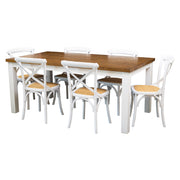 Norah Rattan Dining Set – White