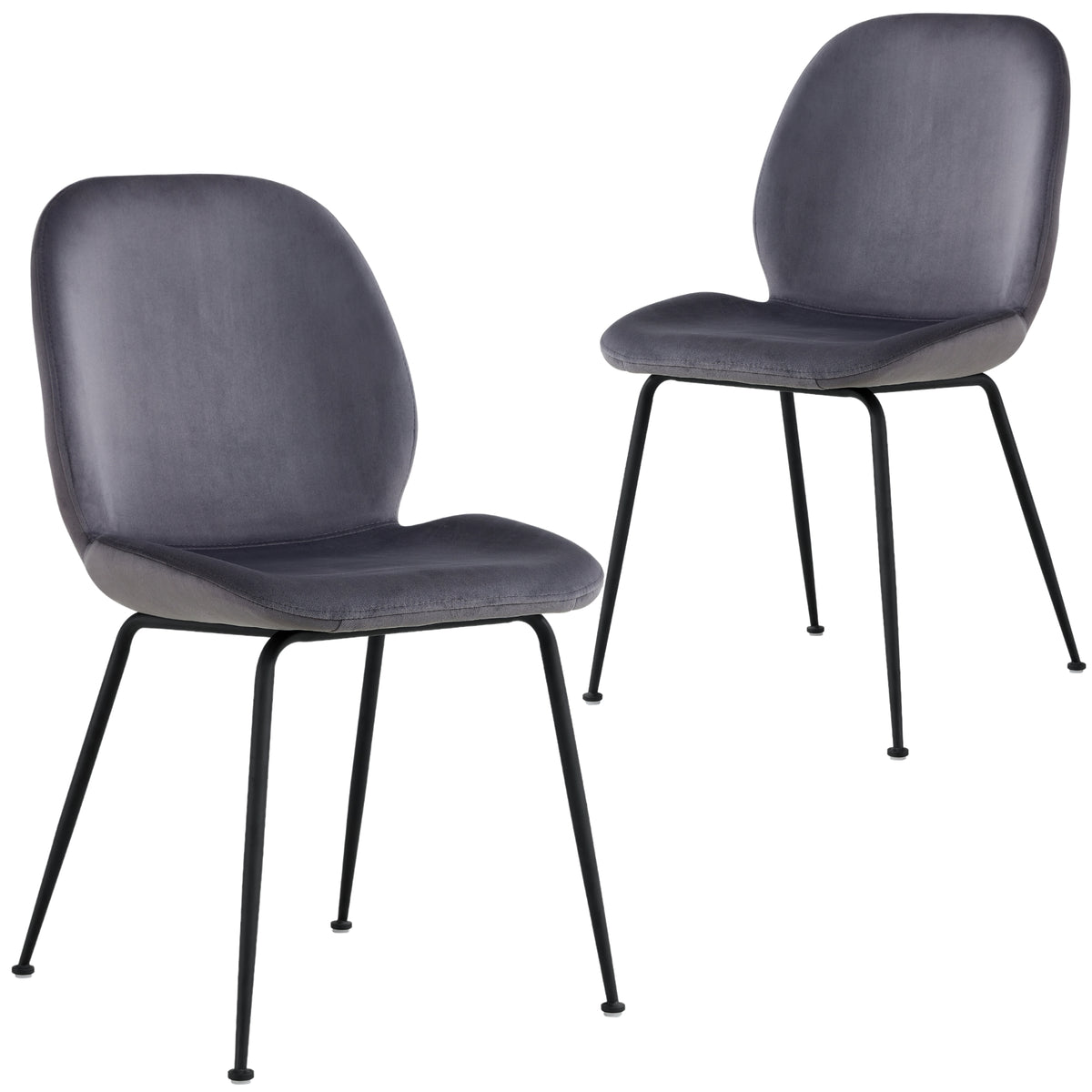 Remy Velvet Dining Chair Set of 2 – Charcoal