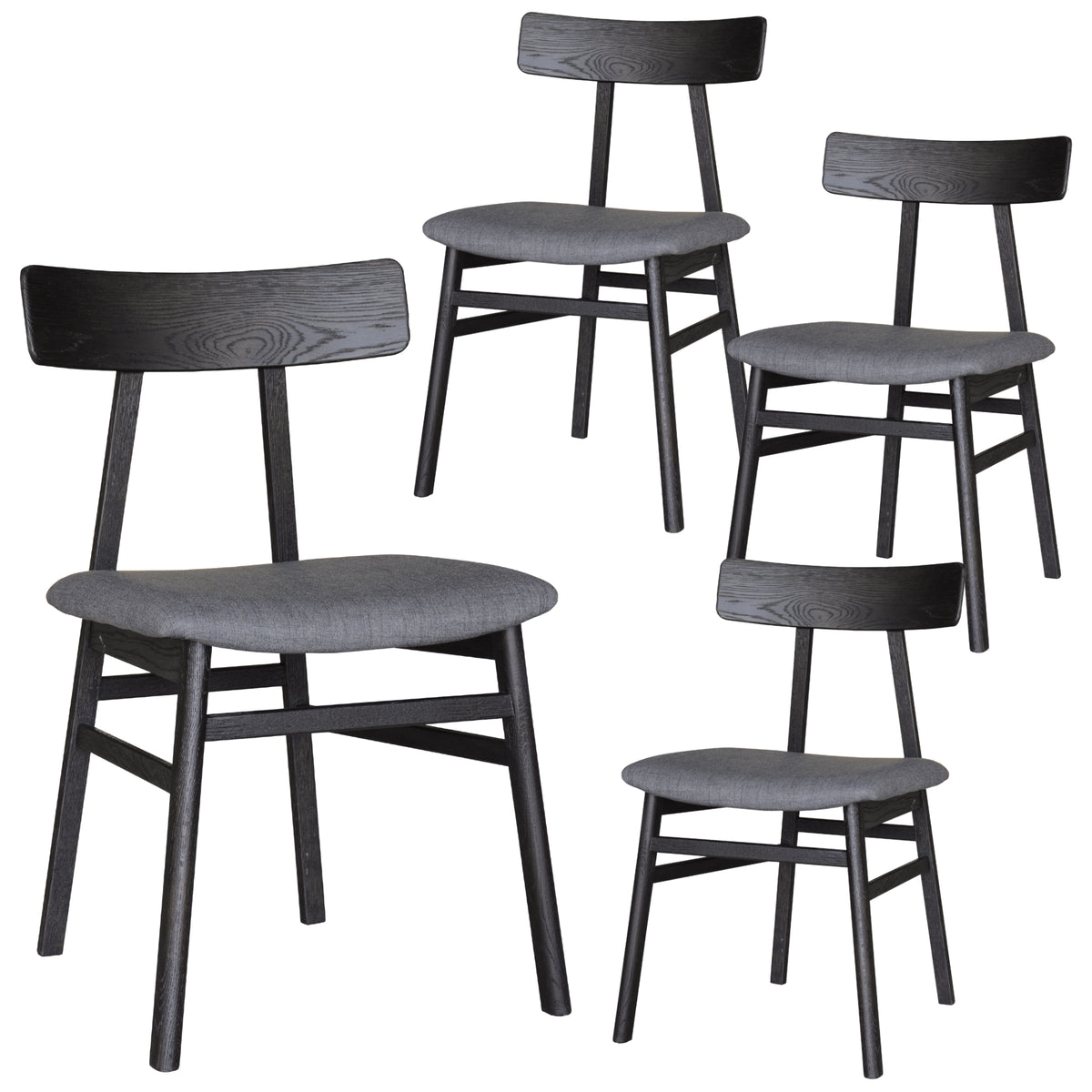 Claire Fabric Dining Chair Set of 4 – Black