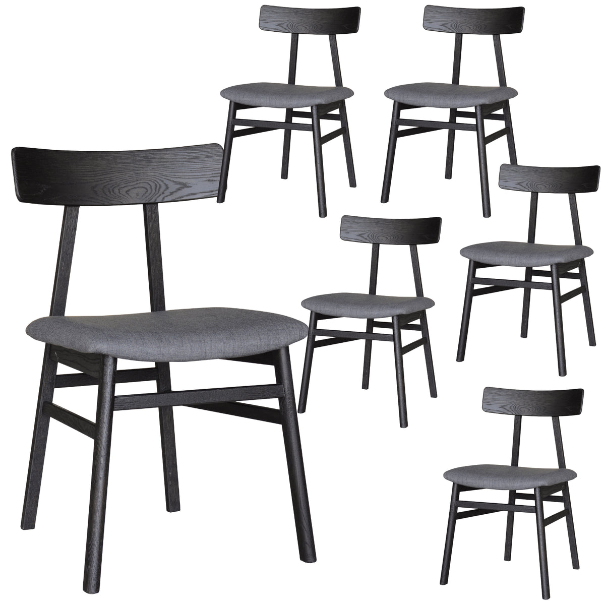 Claire Fabric Dining Chair Set of 6 – Black