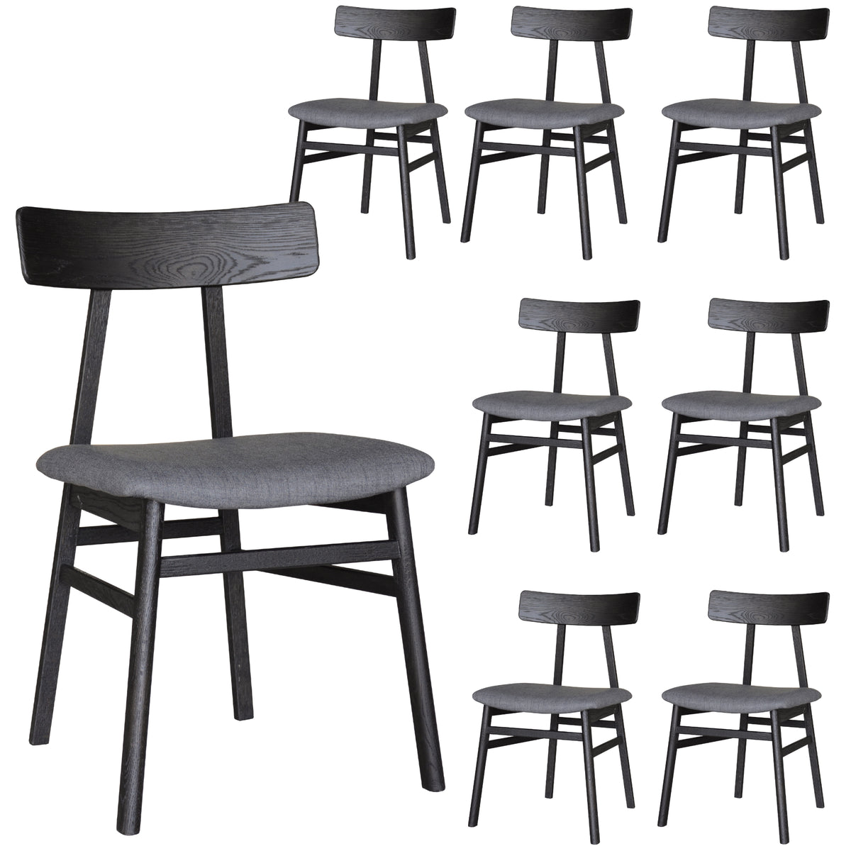 Claire Fabric Dining Chair Set of 8 – Black