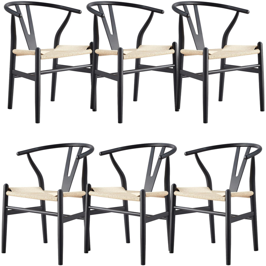 Anemone Wooden Dining Chair Set of 6 – Black