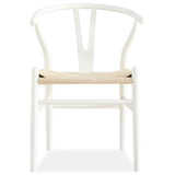 Anemone  Set of 4 Wishbone Dining Chair Beech Timber Replica Hans Wenger - White