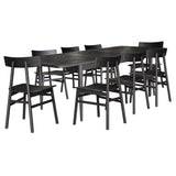 Claire 9pc Dining Set Table Extendable 170-230cm Oak Timber Seat Chair - Black