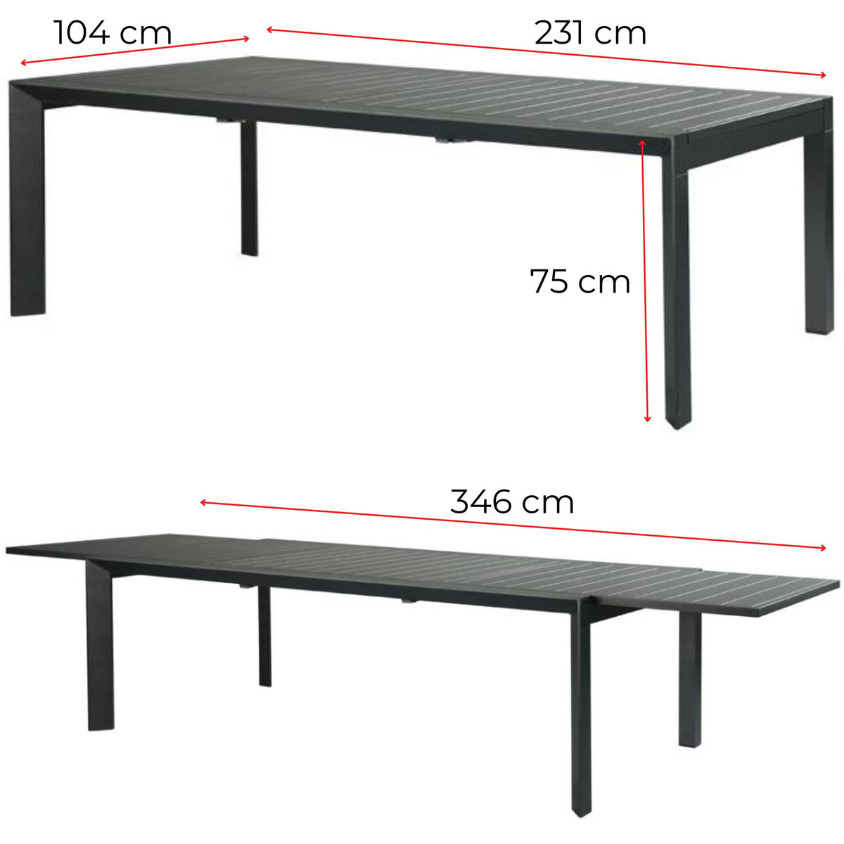 Iberia Metal Outdoor Table – Charcoal