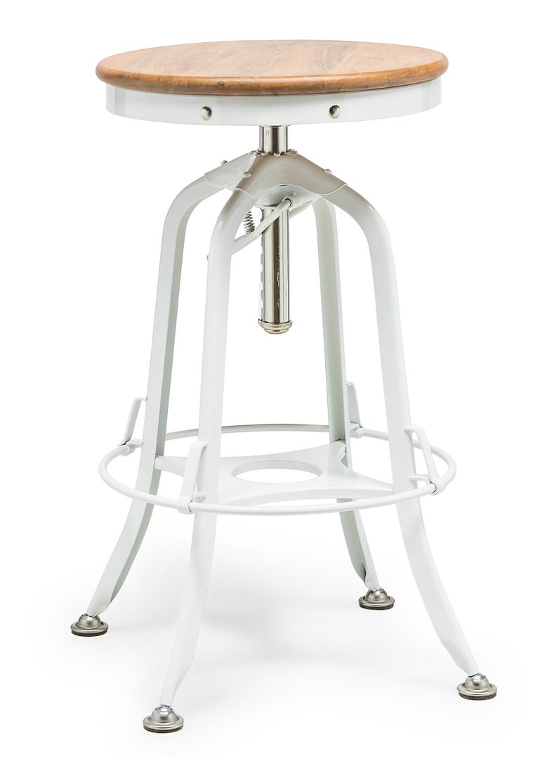 Dakota Gas-Lift Swivel Bar Stool – White
