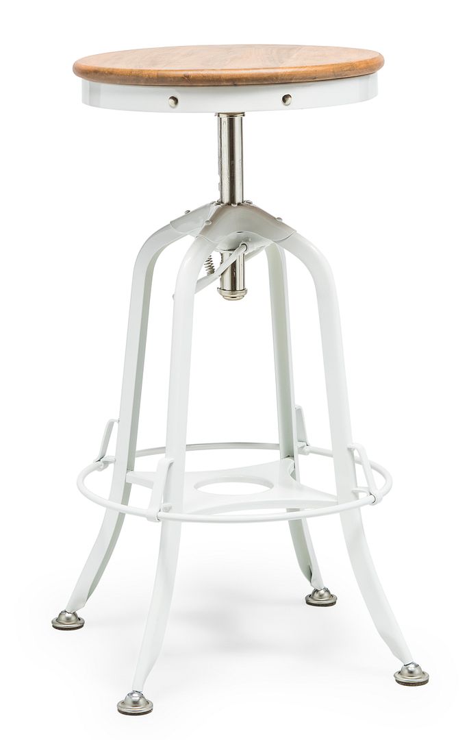 Dakota Gas-Lift Swivel Bar Stool – White