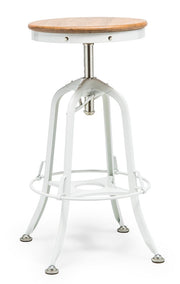 Dakota Gas-Lift Swivel Bar Stool – White