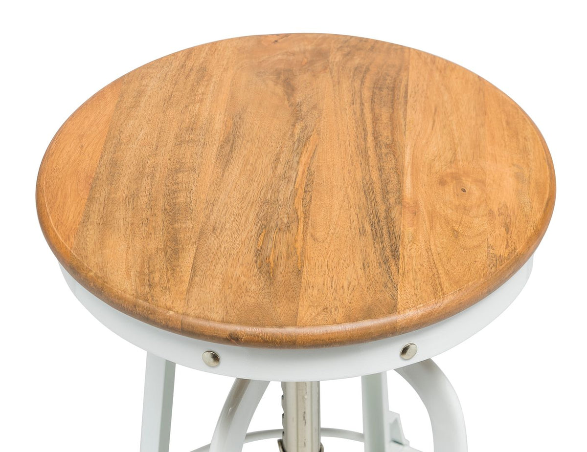 Dakota Gas-Lift Swivel Bar Stool – White