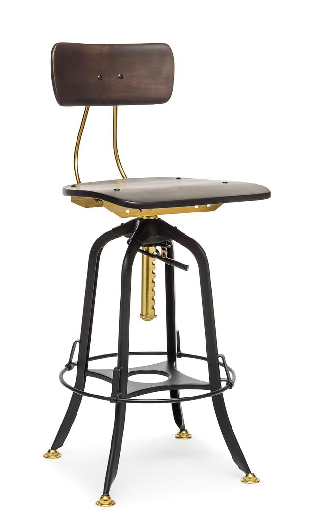 Darcy Wooden Gas-Lift Swivel Bar Stool – Gold
