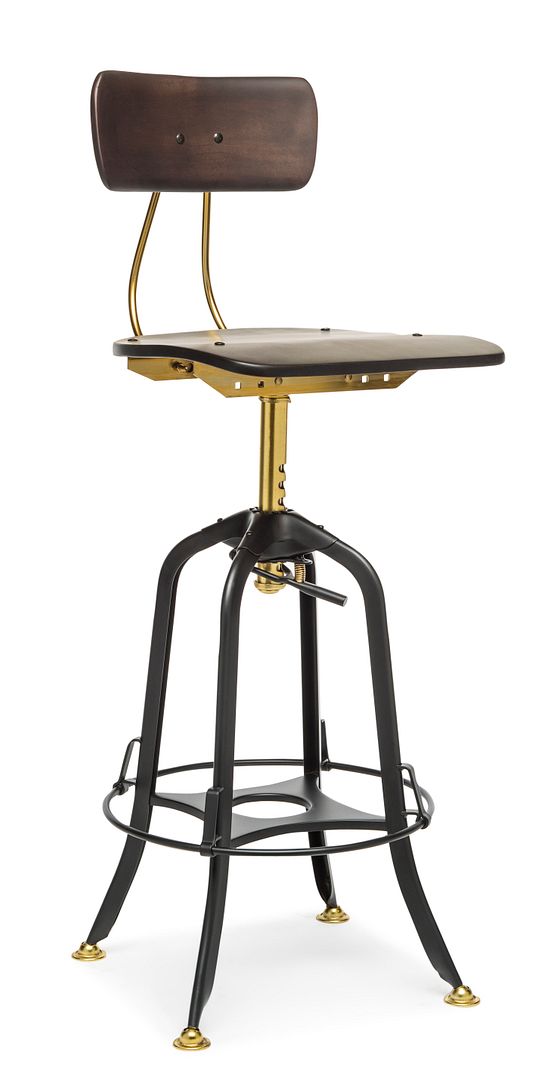 Darcy Wooden Gas-Lift Swivel Bar Stool – Gold