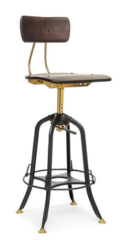 Darcy Wooden Gas-Lift Swivel Bar Stool – Gold