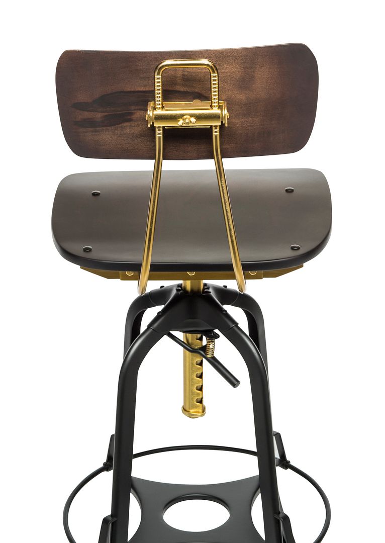Darcy Wooden Gas-Lift Swivel Bar Stool – Gold