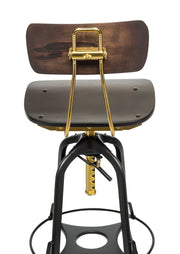 Darcy Wooden Gas-Lift Swivel Bar Stool – Gold