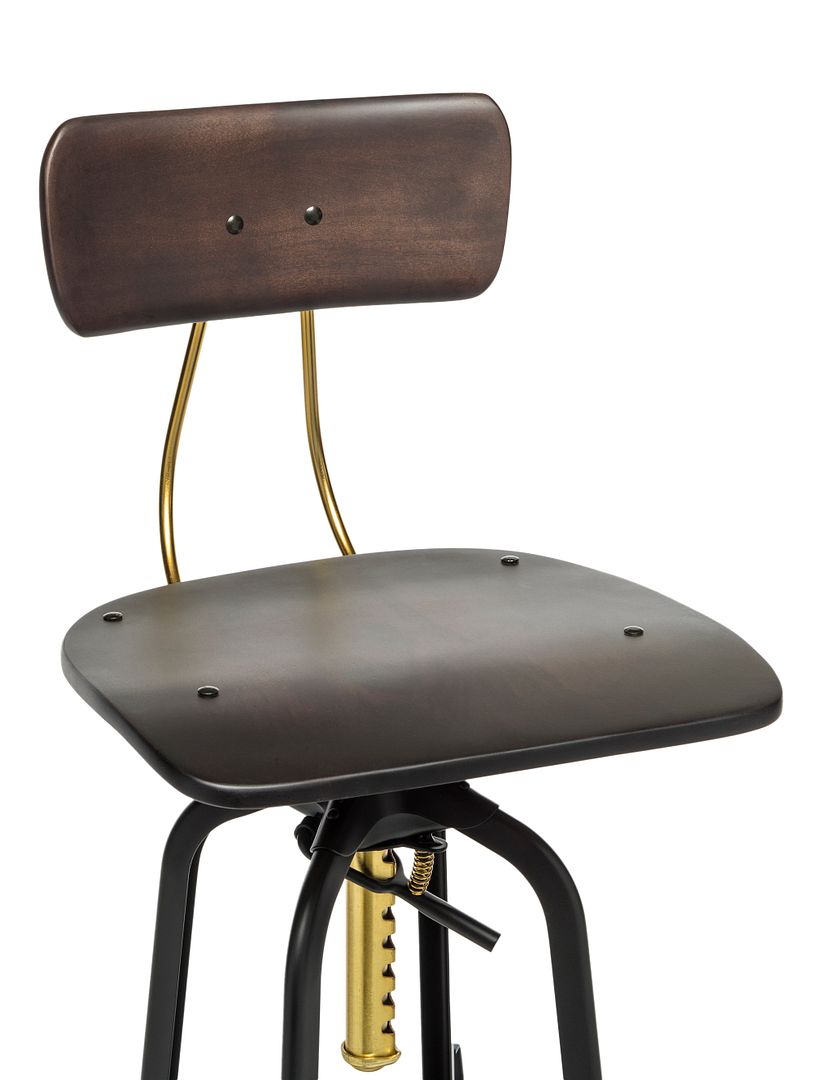 Darcy Wooden Gas-Lift Swivel Bar Stool – Gold