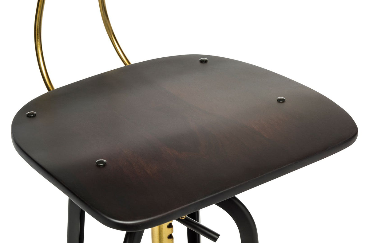Darcy Wooden Gas-Lift Swivel Bar Stool – Gold