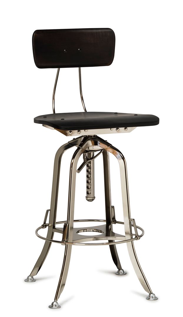 Delano Wooden Gas-Lift Swivel Bar Stool – Black